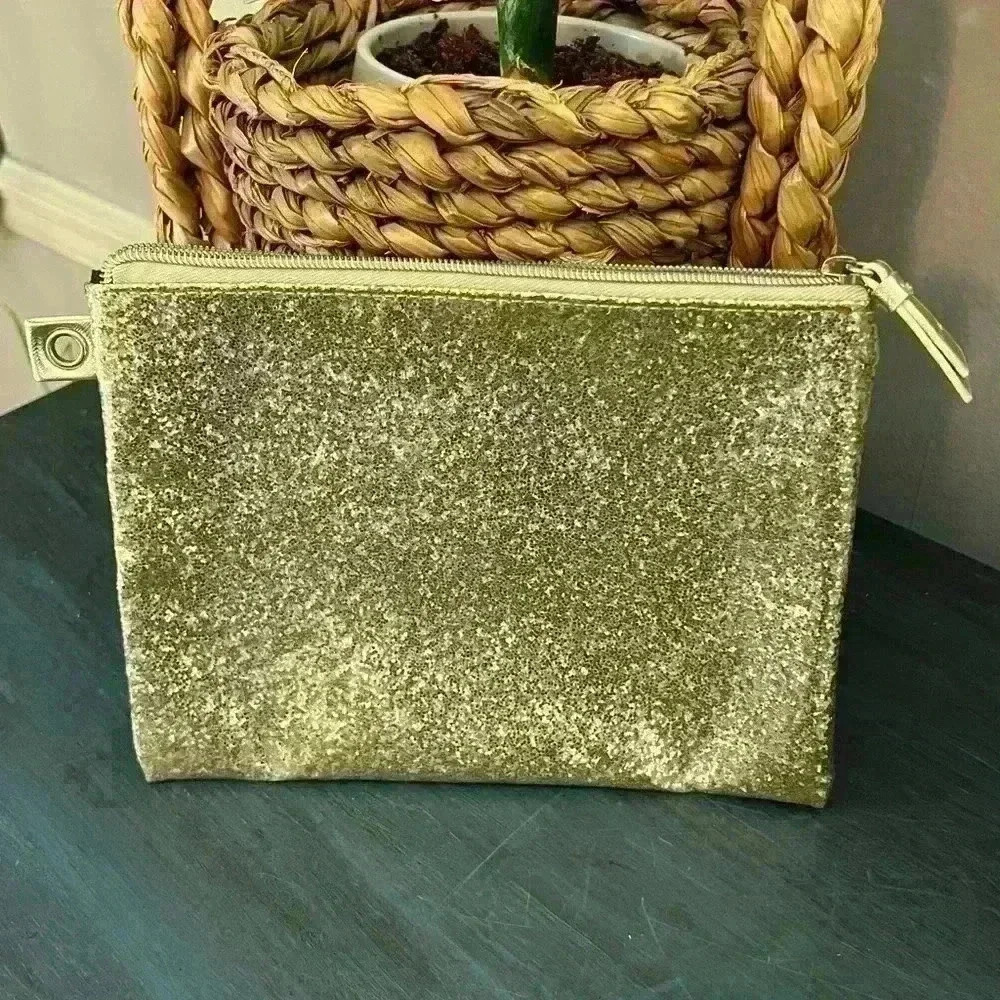 Dabney Lee Sparkly Gold 7x9.5" Cosmetic Bag